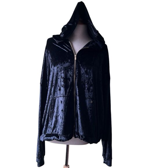 Fabletics Black Crushed velvet Zip Front Hoodie - Size 3X - Picture 6 of 11